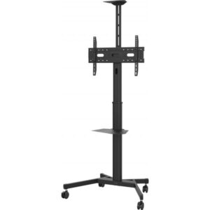 Vision VFM-F19 Supporto TV a parete 2,03 m [80] Nero (Steel construction - Trolley fits displays 31-80 with VESA sizes up to 600 x 400 - Rotates portrait to landscape - Manual height adjustment that can be locked off to stop wobble - Tilt adjustment - Laptop and VC shelves included - 70 mm wheels - SWL 50 kg - Black)