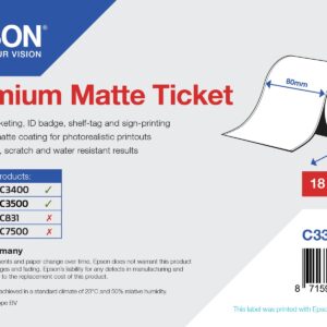 Epson Premium Matte Ticket - Roll: 80mm x 50m