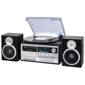 Trevi - Sistema Stereo Giradischi con Ricevitore Digitale DAB-DAB+ Bluetooth Encoding lettura di dischi in vinile a 33, 45 e 78 giri con connessione wireless senza fili Bluetooth
