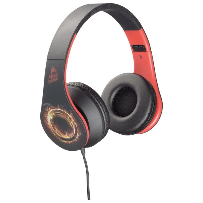 Music Sound Wired Headphones Universale Cuffie a Filo Colorate con Archetto Estendibile Rosso-Giallo