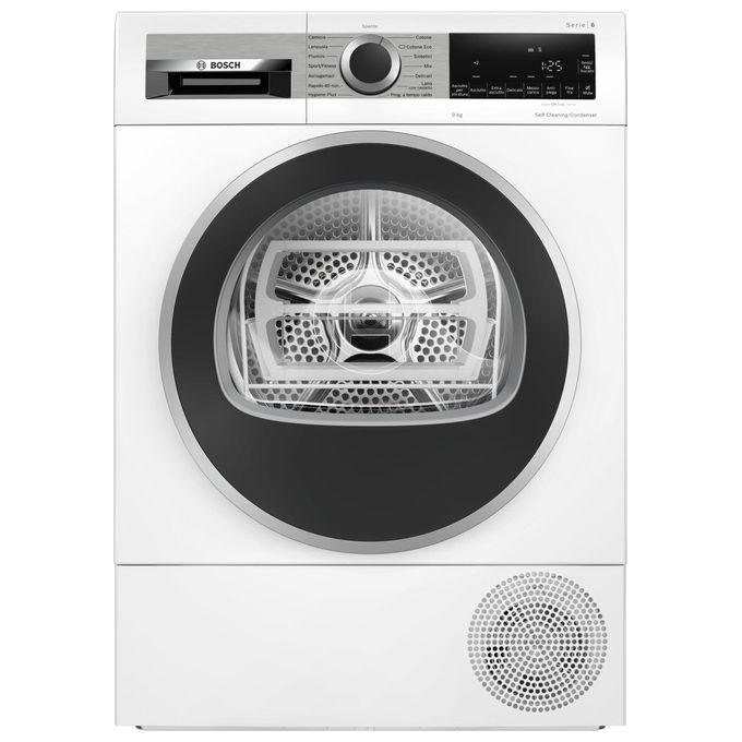 Bosch WQG245D0IT Serie 6 - Asciugatrice a pompa di calore 9 kg, Classe A+++, AutoDry, programma piumini, (85x60x61 cm), Bianco