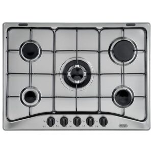 DeLonghi YAF57ASV Piano Cottura a Gas 5 Zone 1 Bruciatore Tripla Corona 68 cm Acciaio Inox