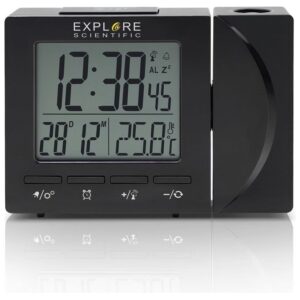 Explore Rdp-1001 Orologio Sveglia Radiocontrollato Calendario Proiezione Temperatura Nero