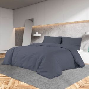 Set Copripiumino Antracite 200x200 cm in Microfibra Leggera