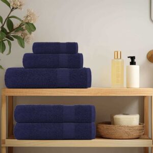 Set Asciugamani 8 pz Blu Navy 360 gsm 100% Cotone
