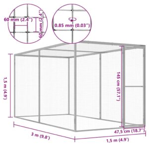 Gabbia per Gatti 3x1,5x1,5 m in Acciaio Zincato