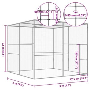 Gabbia per Gatti 3x3x2,5 m in Acciaio Zincato
