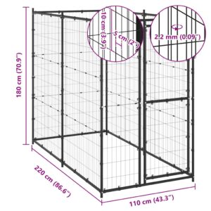 Gabbia per Cani da Esterno in Acciaio 110x220x180 cm