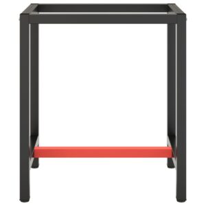 Telaio per Banco da Lavoro Nero Rosso Opaco 70x50x79 cm Metallo