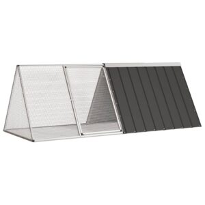Gabbia per Conigli Antracite 201,5x80,5x71 cm Acciaio Zincato