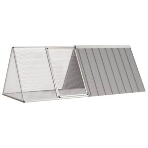 Gabbia per Conigli grigio 201,5x80,5x71 cm Acciaio Zincato