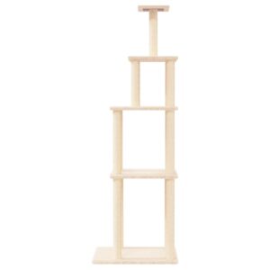 Albero per Gatti con Tiragraffi in Sisal Crema 183 cm