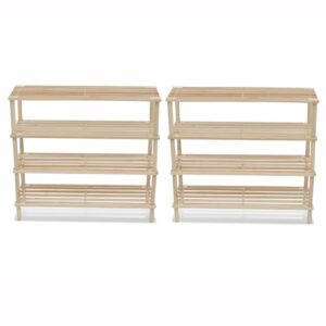 Scarpiere a 4 Livelli 2 pz in Legno Massello di Abete