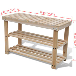 Scarpiera 2 in 1 con Panca in Legno Massello di Abete