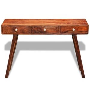 Tavolo Consolle con 3 Cassetti 76 cm Legno Massello di Acacia