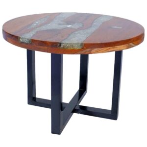 Tavolino da Salotto in Legno di Teak e Resina 60 cm