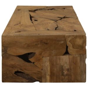 Tavolino da Caffè in Autentico Legno di Teak 90x50x30cm Marrone
