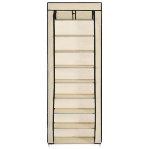 Scarpiera con Rivestimento in Tessuto Crema 57x29x162 cm