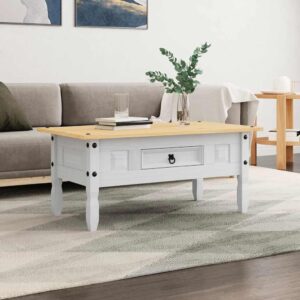 Tavolino Caffé Pino Messicano Corona Range Bianco 100x55x44 cm