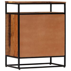 Credenza 60x35x76 cm in Legno Massello di Recupero e Acciaio