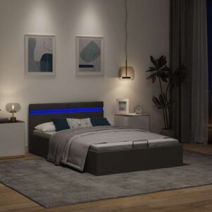 Giroletto con Contenitore e LED Grigio Scuro Tessuto 140x200 cm