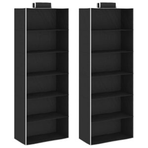 Organizer per Armadio da Appendere con 6 Ripiani 2 pz Tessuto