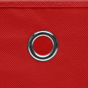 Scatole Portaoggetti con Coperchi 4pz Rosse 32x32x32 cm Tessuto
