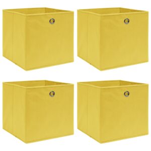 Scatole Portaoggetti 4pz Gialle 32x32x32 cm Tessuto
