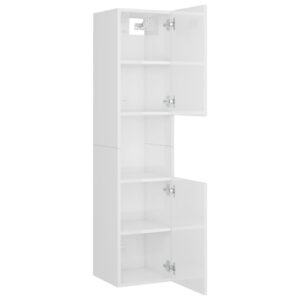 Set Mobili da Bagno Bianco Lucido in Legno Multistrato