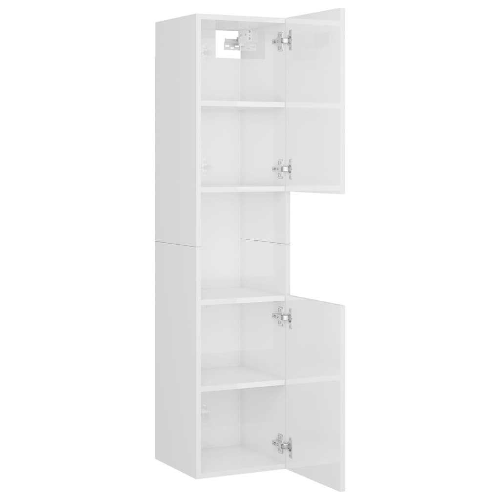 Set Mobili da Bagno Bianco Lucido in Legno Multistrato