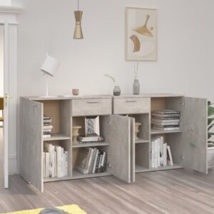 Credenza Grigio Cemento 160x36x75 cm in Legno Multistrato