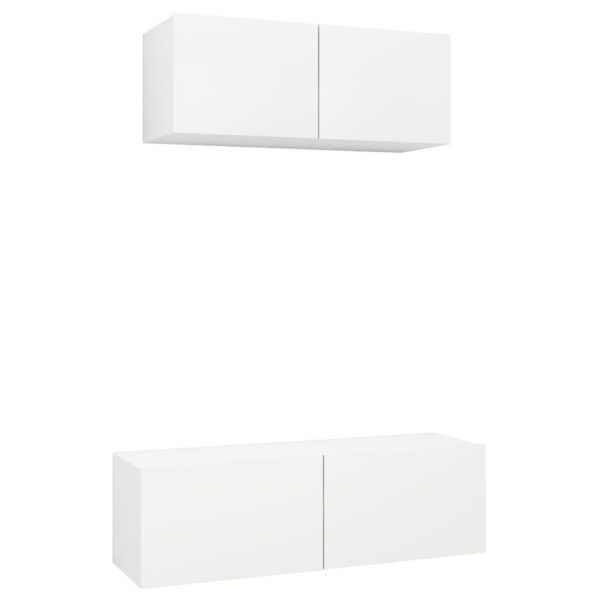 Set Mobili Porta TV 2 pz Bianco in Legno Multistrato