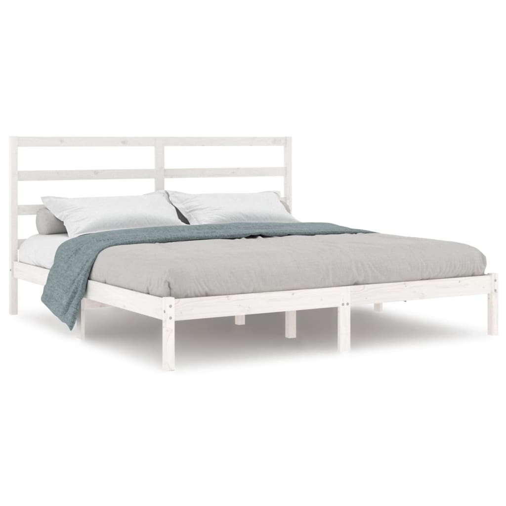 Giroletto senza Materasso Bianco 200x200 cm Legno Massello Pino