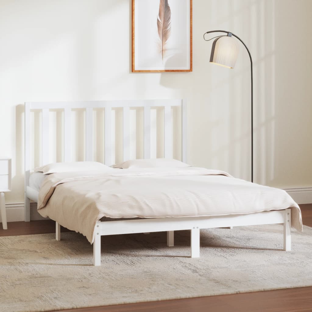 Letto senza Materasso Bianco 140x190 cm Legno Massello di Pino