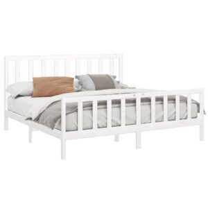Giroletto senza Materasso Bianco 200x200 cm Legno Massello Pino