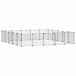 Gabbia per Animali 20 Pannelli con Porta Nera 35x35 cm Acciaio