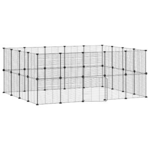 Gabbia per Animali 36 Pannelli con Porta Nera 35x35 cm Acciaio
