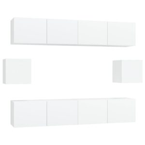 Set di Mobili Porta TV 6 pz Bianco in Legno Multistrato