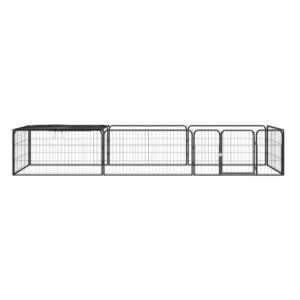 Box Cani 8 Pannelli Nero 100x50 cm Acciaio Verniciato Polvere