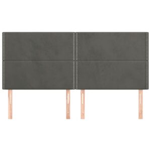 Testiere 4 pz Grigio Scuro 100x5x78/88 cm in Velluto