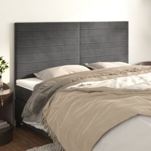 Testiere 4 pz Grigio Scuro 100x5x78/88 cm in Velluto