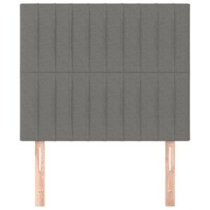 Testiera 2 pz Grigio Scuro 90x5x78/88 cm in Tessuto