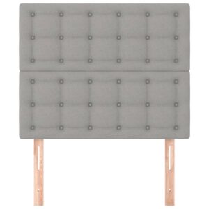 Testiera 2 pz Grigio Chiaro 90x5x78/88 cm in Tessuto