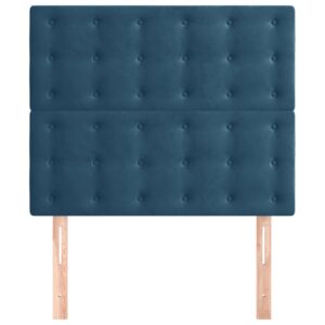 Testiera 2 pz Blu scuro 90x5x78/88 cm in Velluto