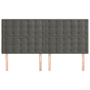 Testiera 4 pz Grigio Scuro 80x5x78/88 cm in Velluto