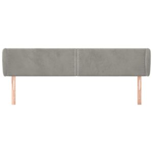 Testiera ad Orecchio Grigio Chiaro 183x23x78/88 cm in Velluto