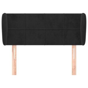 Testiera ad Orecchio Nera 93x23x78/88 cm in Velluto