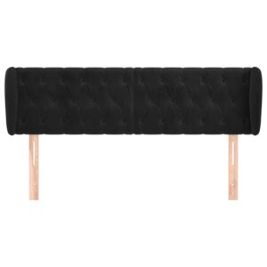 Testiera ad Orecchio Nera 147x23x78/88 cm in Velluto