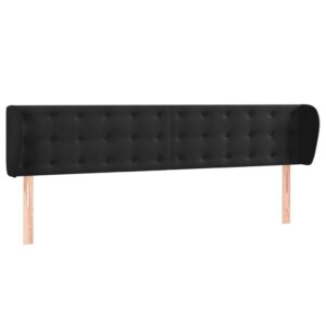 Testiera ad Orecchio Nera 203x23x78/88 cm in Velluto