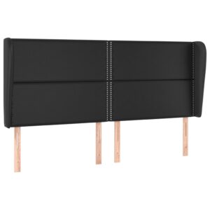 Testiera ad Orecchio Nera 203x23x118/128 cm in Similpelle